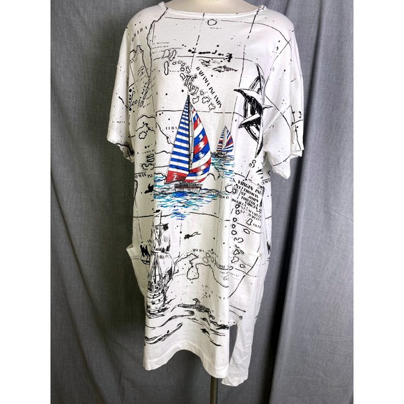 Tops - Vintage Nautical Map Graphic Tee Stanley Michaels Virgin Islands Sailing L